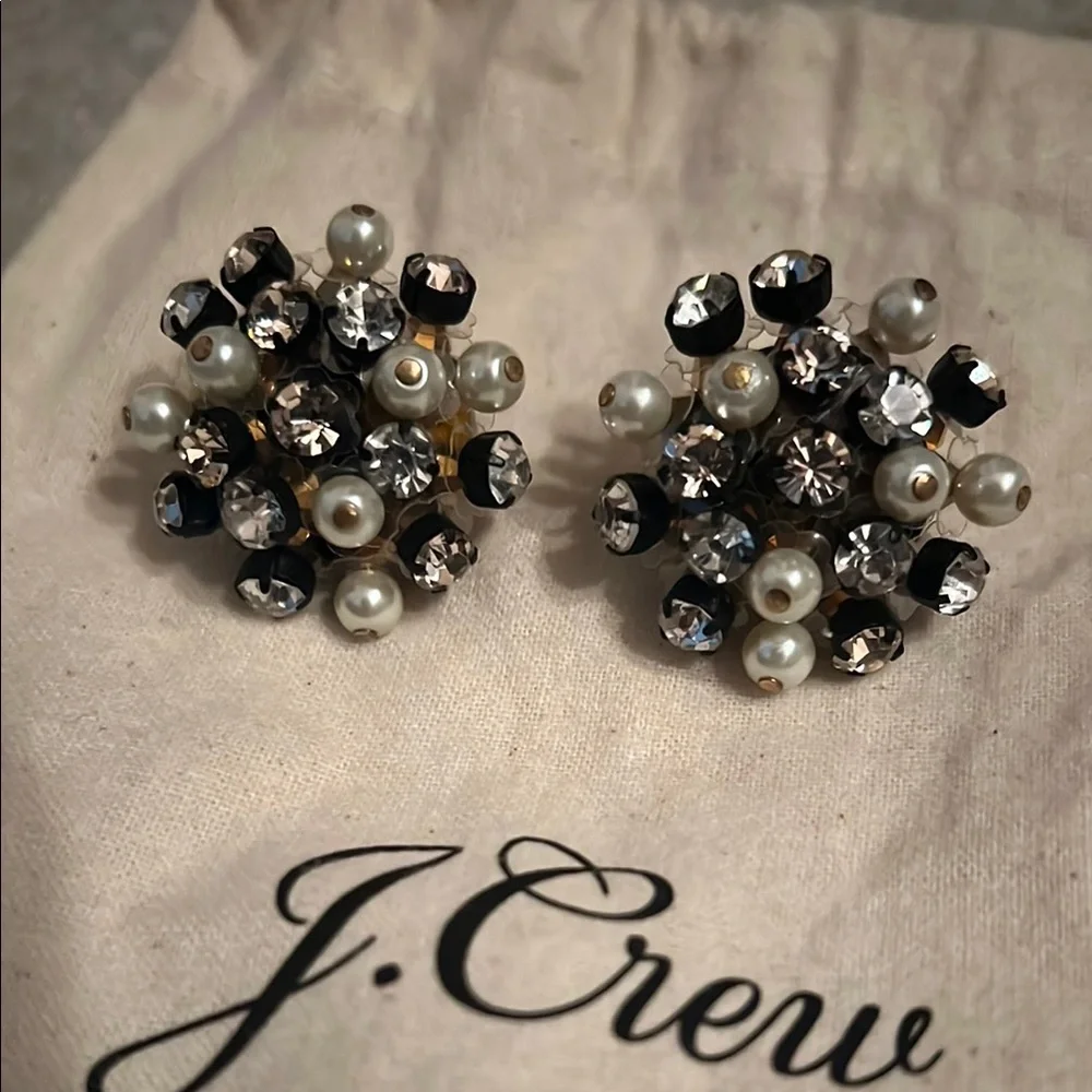 J. Crew Black and Silver Cluster Earrings - Picture 2 of 4